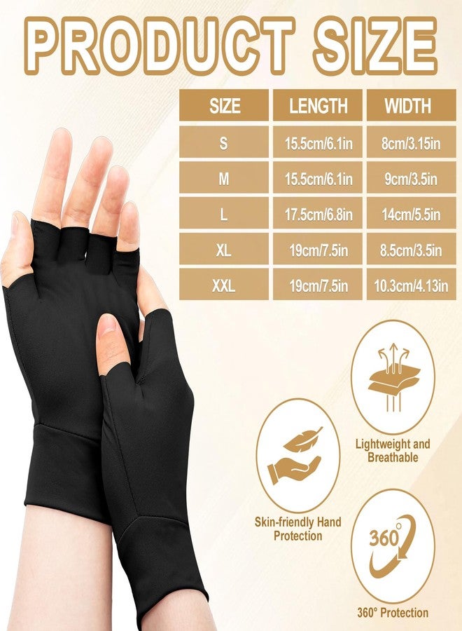 Yearntown 3 Pairs Elderly Skin Thin Protector Gloves Tone Fingerless Gloves Bruise Abrasion Protective to Cover Bruising(M,Black) - Image 2